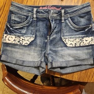 Red camel Jean and lace short